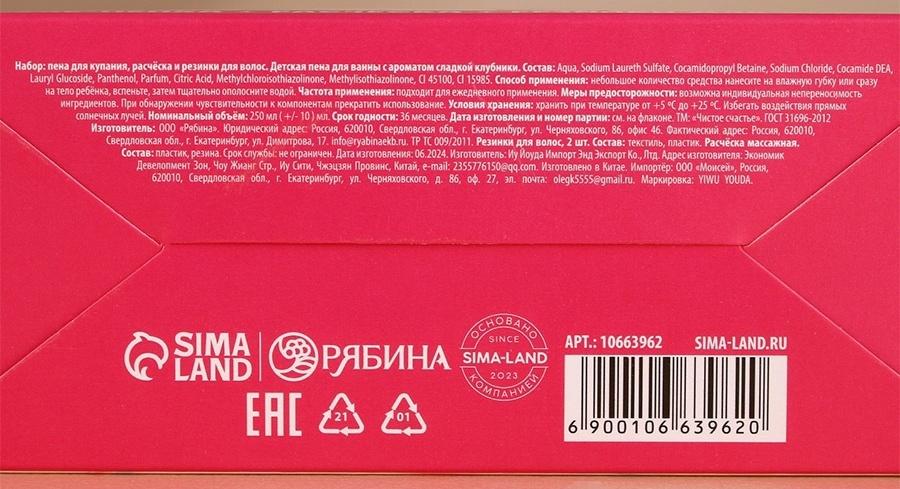 Подарочный набор детский «Пингвинёнок», пена для купания 250 мл, расчёска и резинки для волос, Чистое счастье