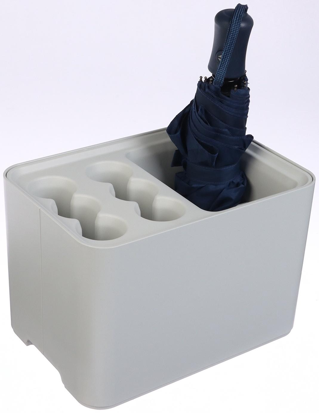 Подставка для зонтов, пластик, 6 круглых, 4 квадратных отделений, 18×18×26,5 см, серая