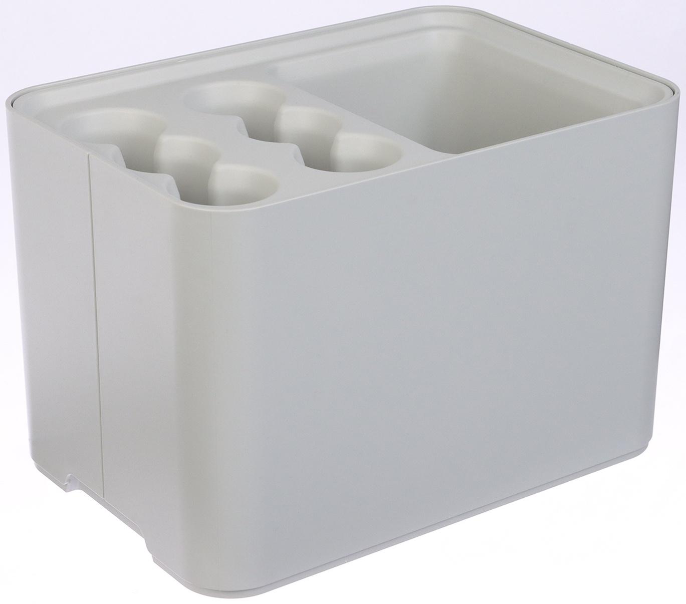 Подставка для зонтов, пластик, 6 круглых, 4 квадратных отделений, 18×18×26,5 см, серая