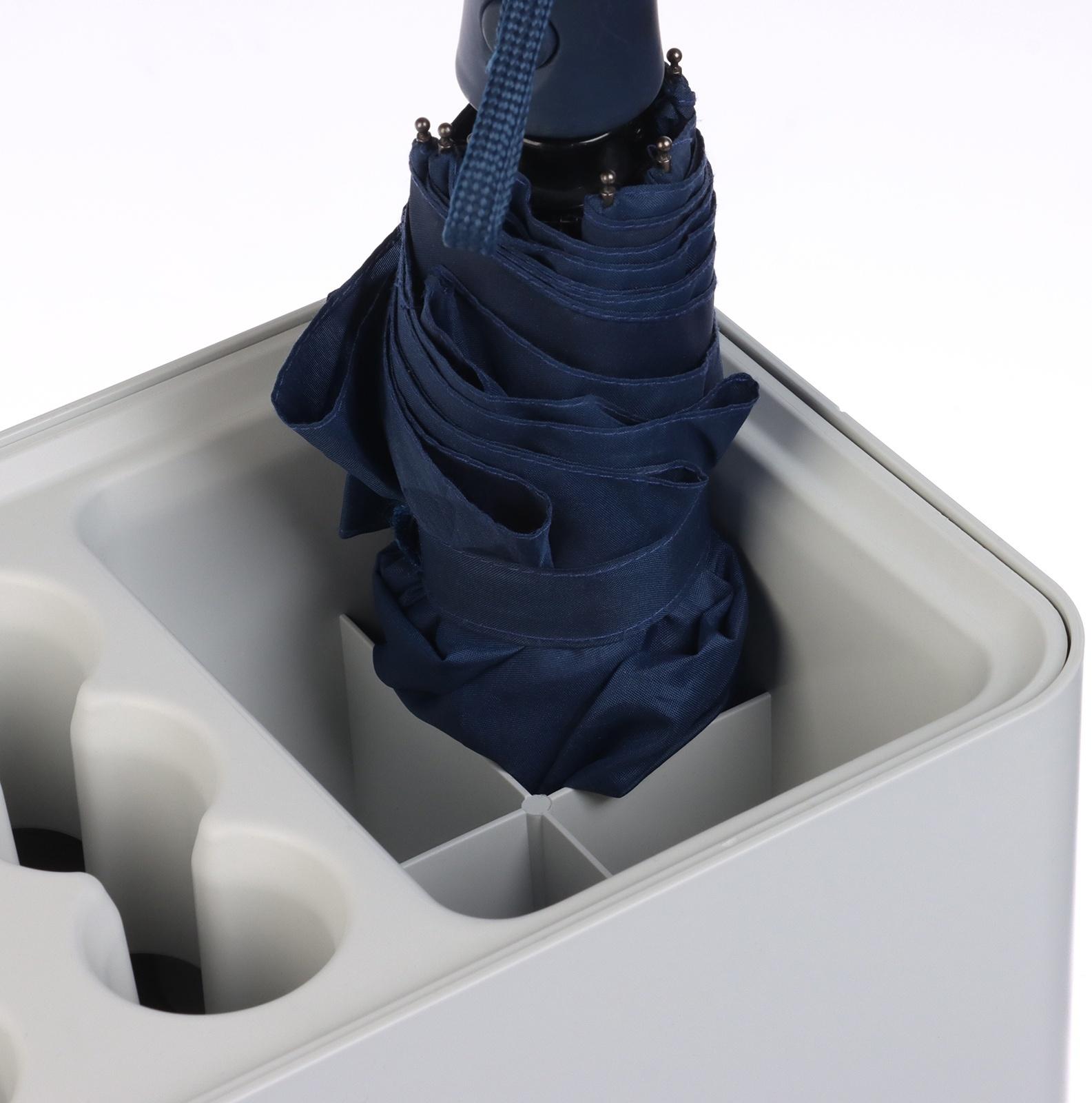 Подставка для зонтов, пластик, 6 круглых, 4 квадратных отделений, 18×18×26,5 см, серая