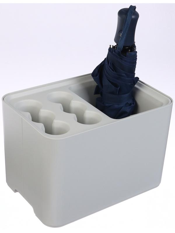 Подставка для зонтов, пластик, 6 круглых, 4 квадратных отделений, 18×18×26,5 см, серая