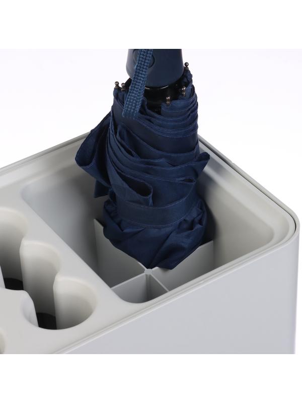 Подставка для зонтов, пластик, 6 круглых, 4 квадратных отделений, 18×18×26,5 см, серая