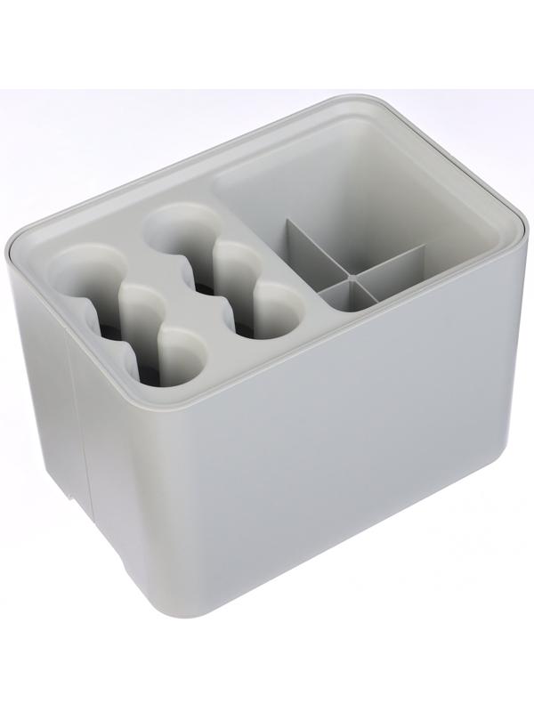 Подставка для зонтов, пластик, 6 круглых, 4 квадратных отделений, 18×18×26,5 см, серая