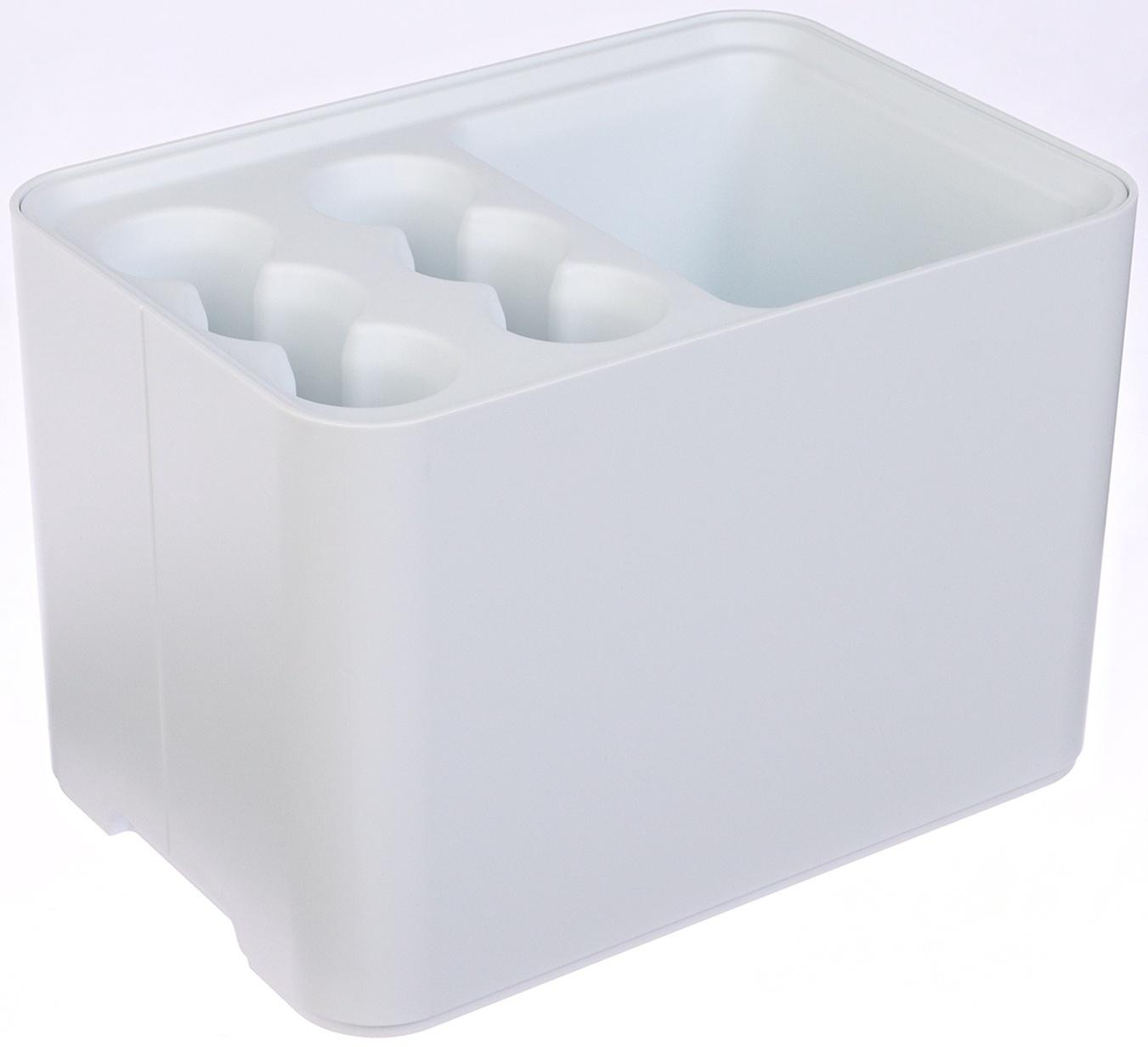 Подставка для зонтов, пластик, 6 круглых, 4 квадратных отделений, 18×18×26,5 см, белая