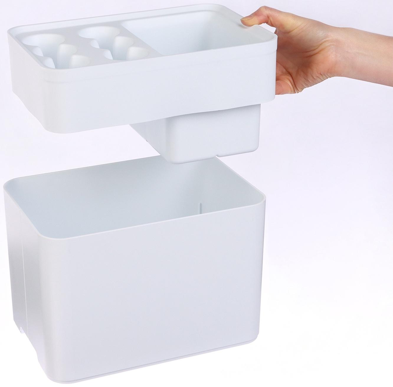 Подставка для зонтов, пластик, 6 круглых, 4 квадратных отделений, 18×18×26,5 см, белая