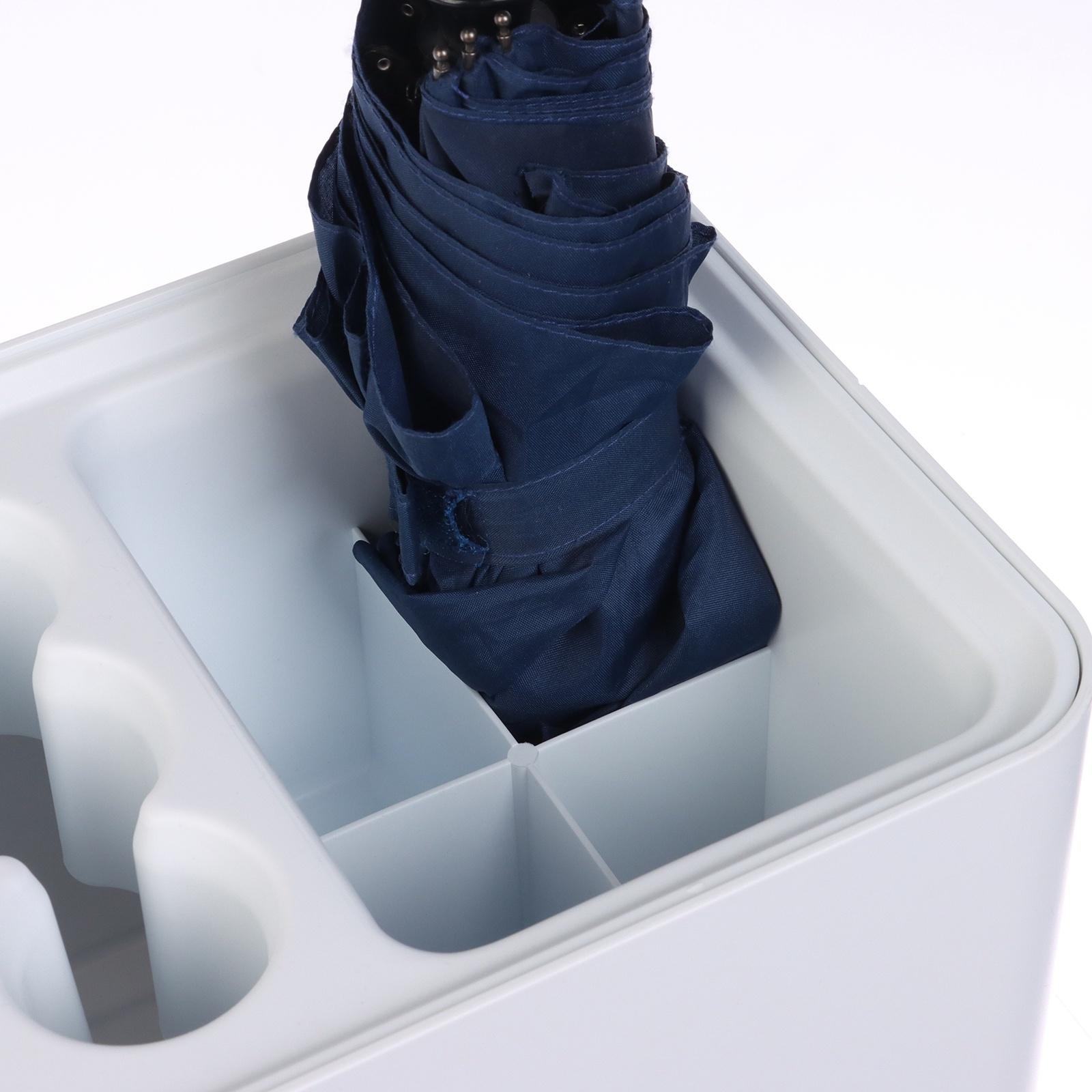 Подставка для зонтов, пластик, 6 круглых, 4 квадратных отделений, 18×18×26,5 см, белая