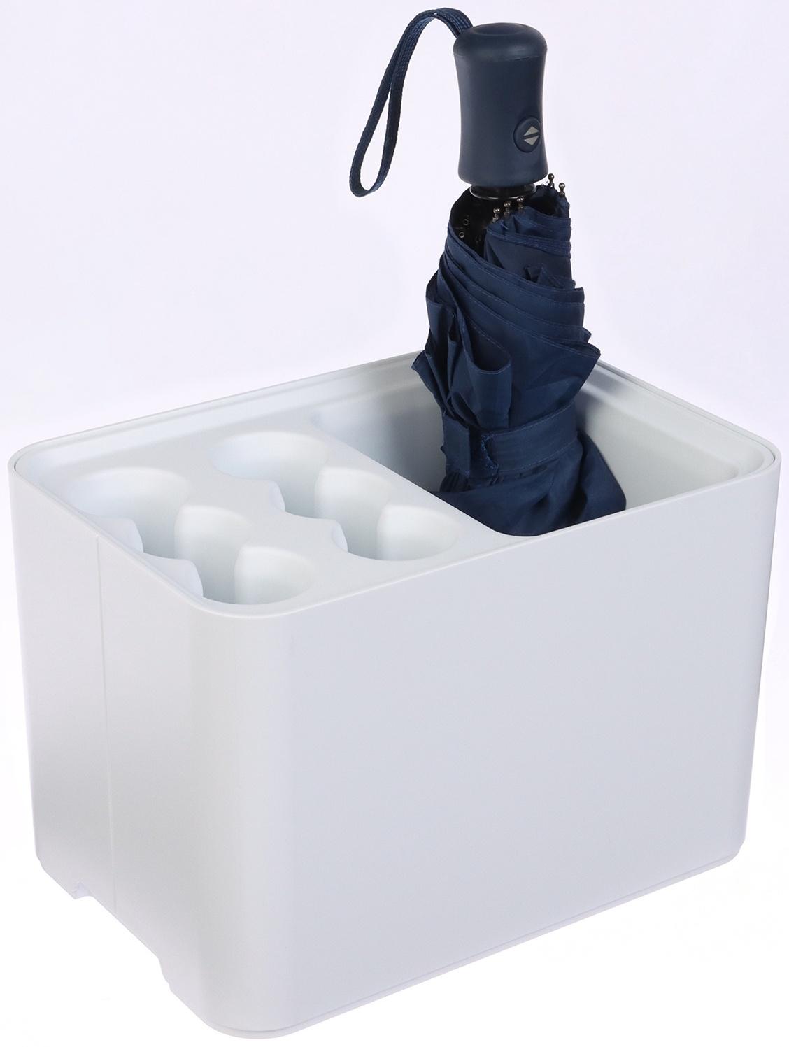 Подставка для зонтов, пластик, 6 круглых, 4 квадратных отделений, 18×18×26,5 см, белая