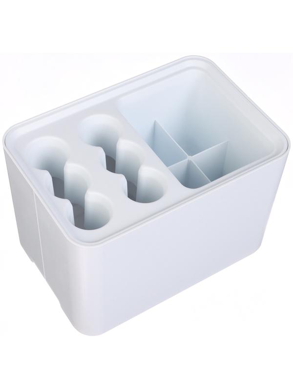 Подставка для зонтов, пластик, 6 круглых, 4 квадратных отделений, 18×18×26,5 см, белая