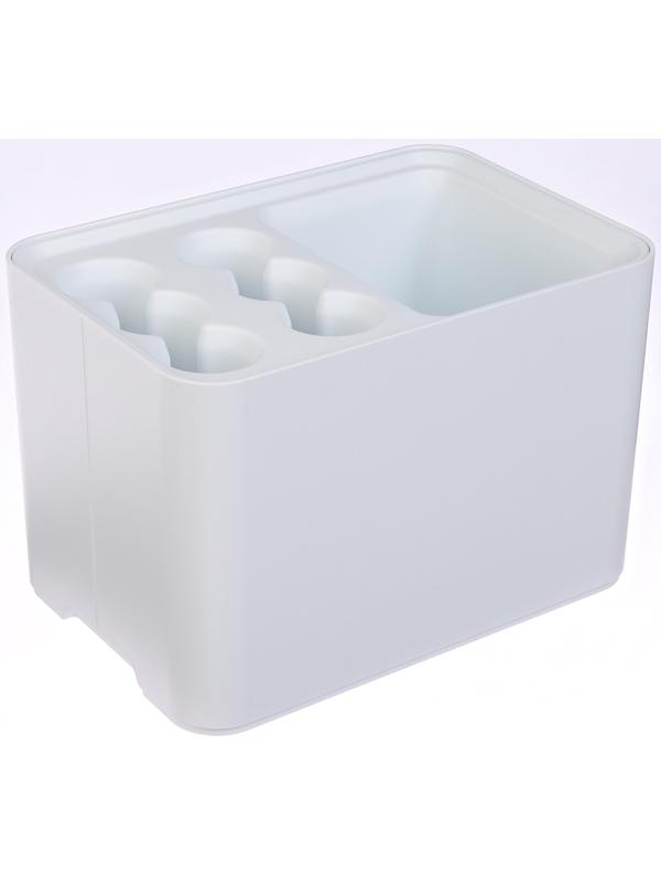 Подставка для зонтов, пластик, 6 круглых, 4 квадратных отделений, 18×18×26,5 см, белая