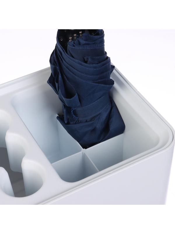 Подставка для зонтов, пластик, 6 круглых, 4 квадратных отделений, 18×18×26,5 см, белая