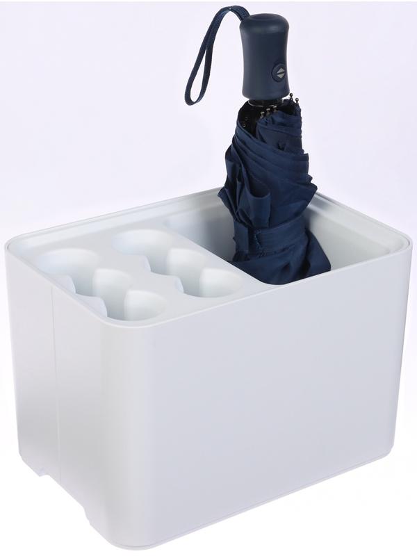 Подставка для зонтов, пластик, 6 круглых, 4 квадратных отделений, 18×18×26,5 см, белая