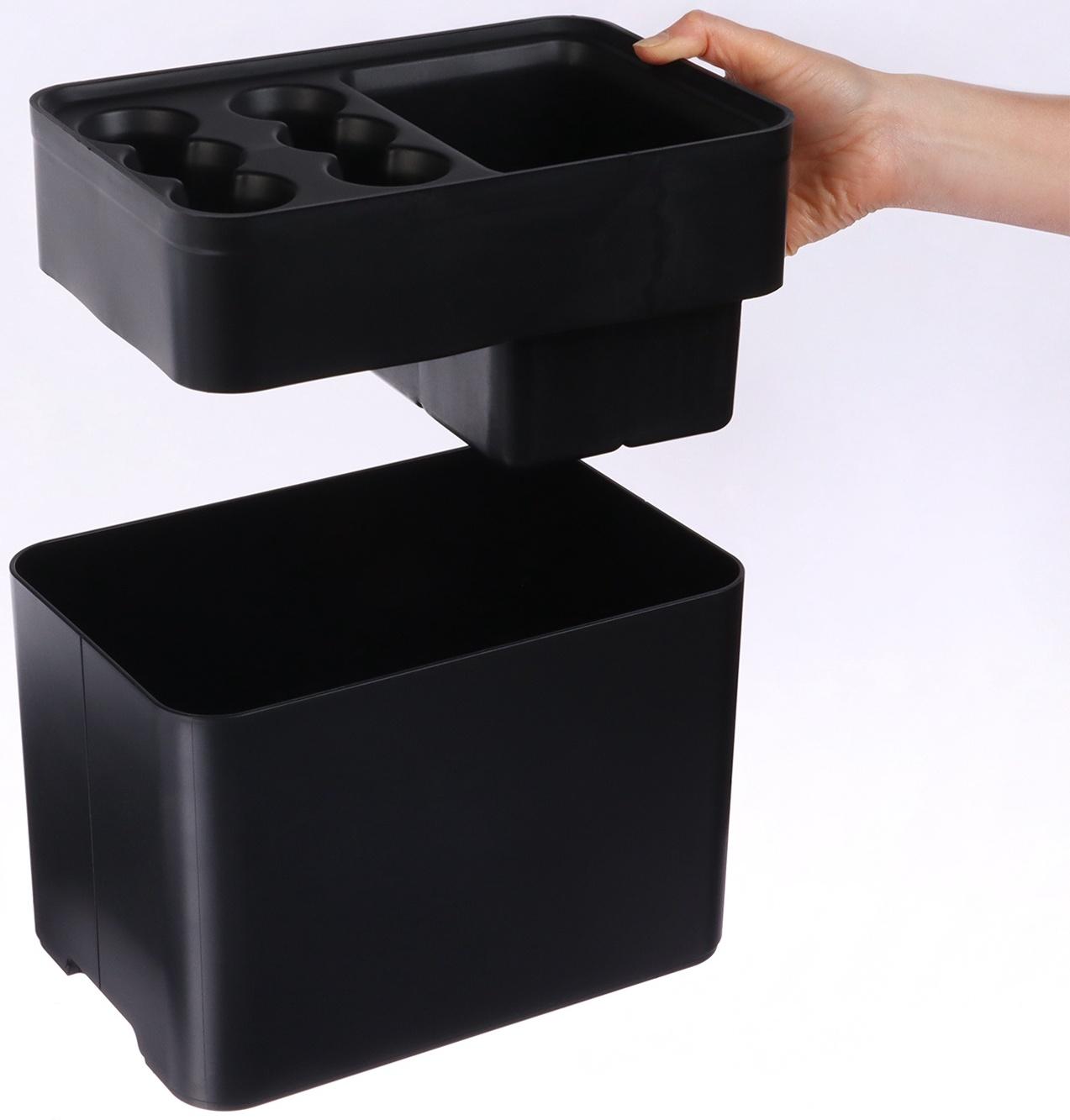 Подставка для зонтов, пластик, 6 круглых, 4 квадратных отделений, 18×18×26,5 см, чёрная