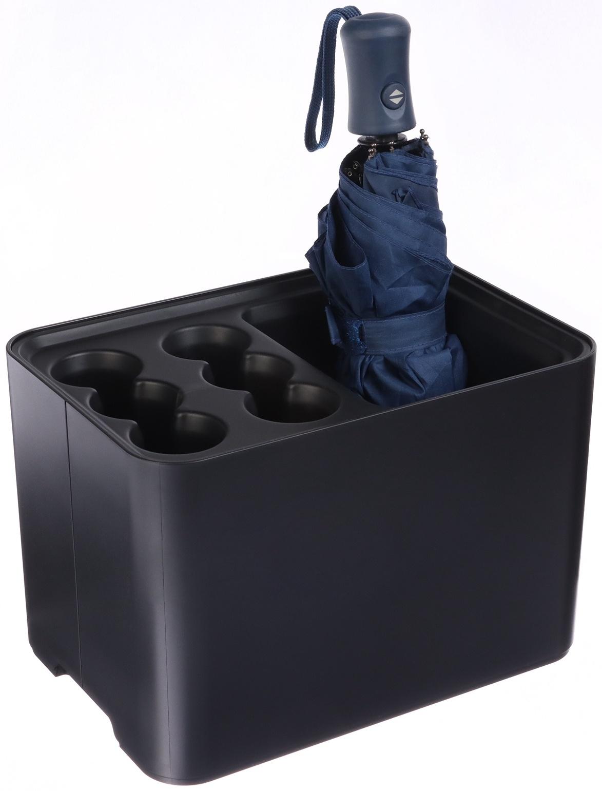 Подставка для зонтов, пластик, 6 круглых, 4 квадратных отделений, 18×18×26,5 см, чёрная