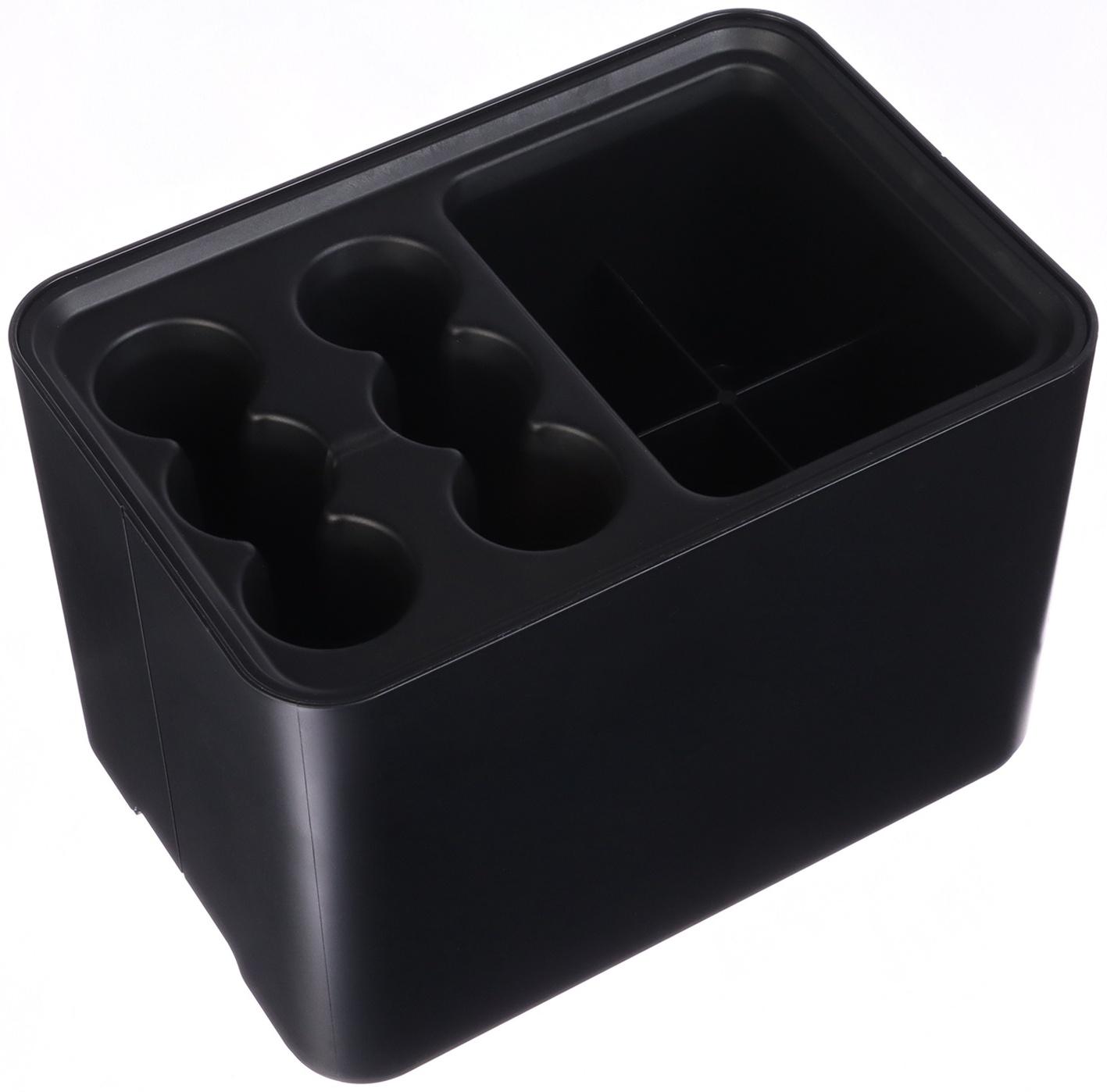 Подставка для зонтов, пластик, 6 круглых, 4 квадратных отделений, 18×18×26,5 см, чёрная