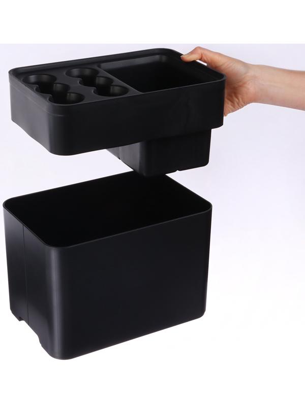 Подставка для зонтов, пластик, 6 круглых, 4 квадратных отделений, 18×18×26,5 см, чёрная