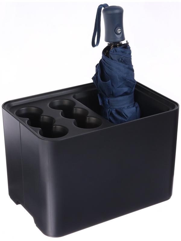 Подставка для зонтов, пластик, 6 круглых, 4 квадратных отделений, 18×18×26,5 см, чёрная