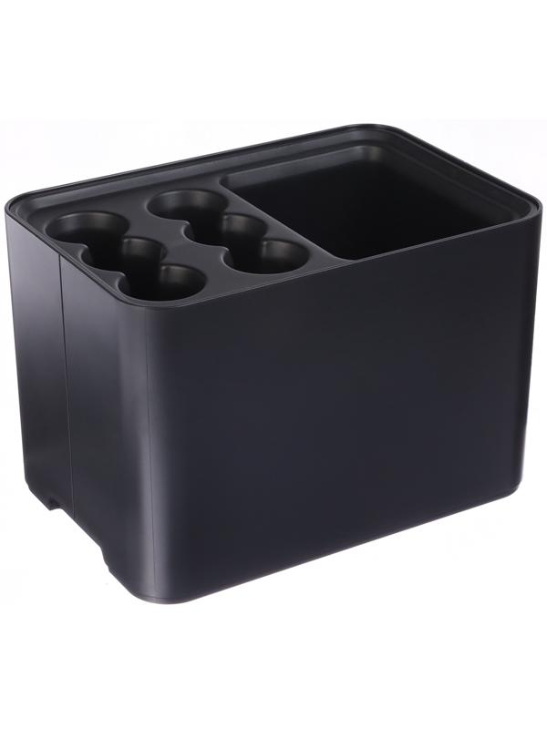 Подставка для зонтов, пластик, 6 круглых, 4 квадратных отделений, 18×18×26,5 см, чёрная