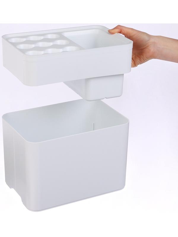 Подставка для зонтов, белая, 9 круглых, 6 квадратных, 18×26.5×18 см