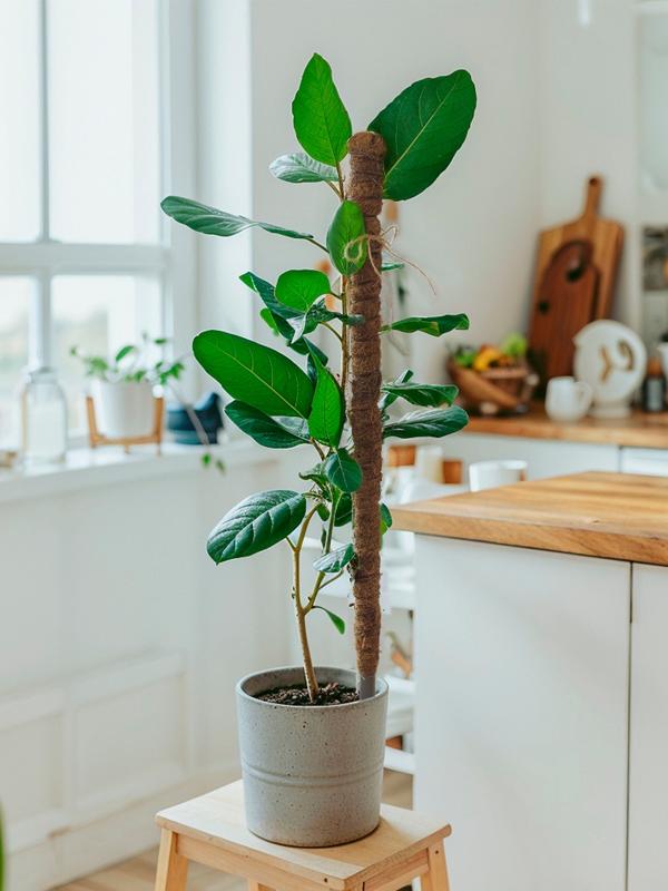 Опора для комнатных цветов, h=100 см, d=2.5 см, пластик, кокосовая оплётка, Greengo