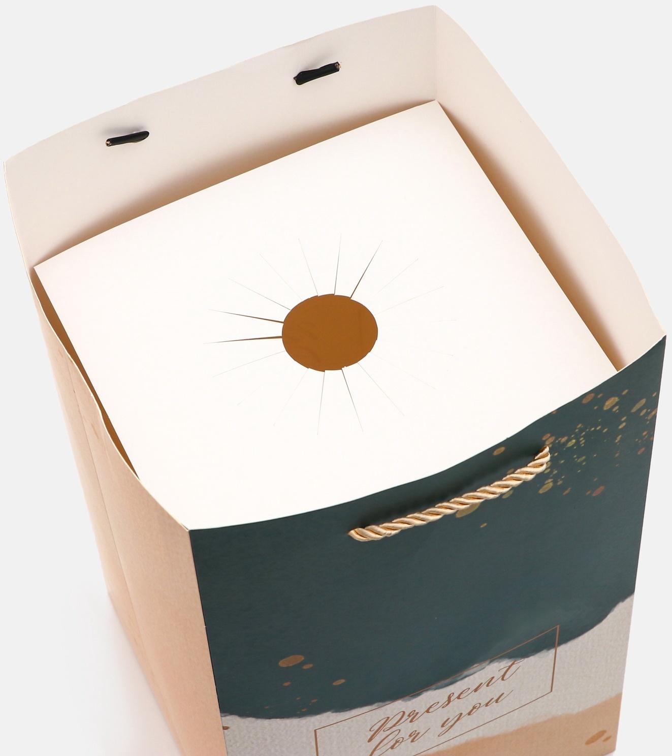 Коробка для цветов с вкладышем, Present, с ручками, 20×20×35 см