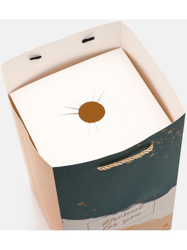 Коробка для цветов с вкладышем, Present, с ручками, 20×20×35 см