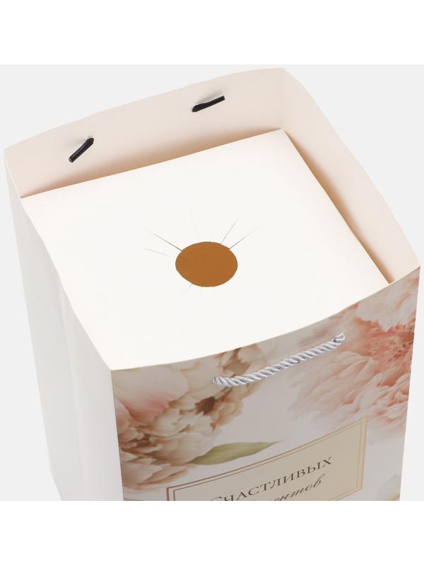 Коробка для цветов с вкладышем, «Счастливых моментов», с ручками, 20×20×35 см