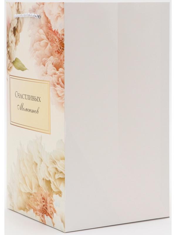 Коробка для цветов с вкладышем, «Счастливых моментов», с ручками, 20×20×35 см