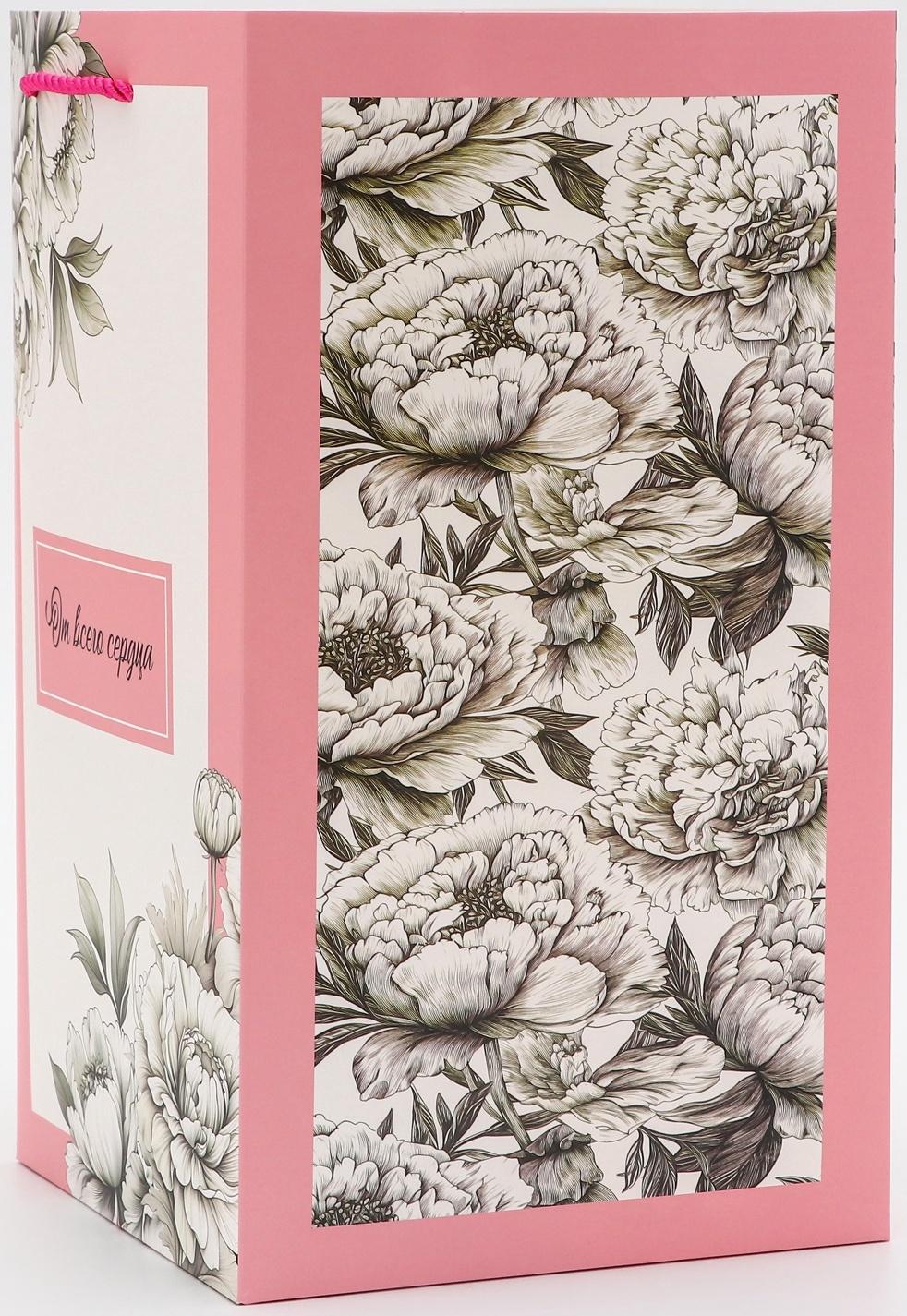 Коробка для цветов с вкладышем, «От всего сердца», с ручками, 20×20×35 см