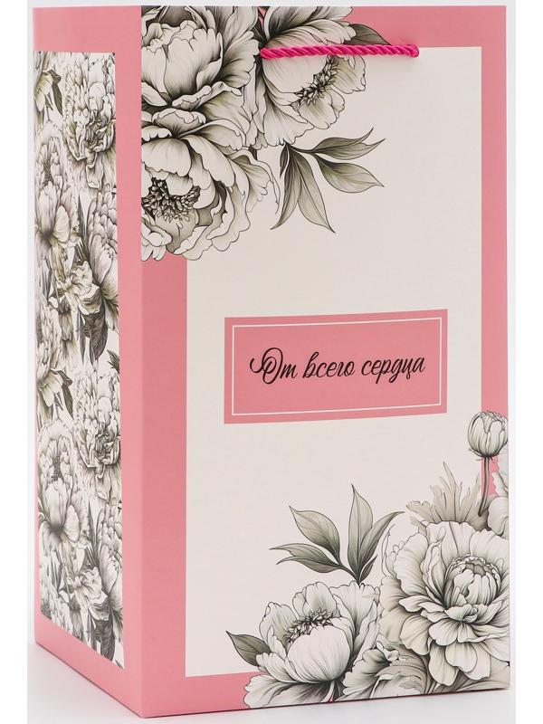 Коробка для цветов с вкладышем, «От всего сердца», с ручками, 20×20×35 см