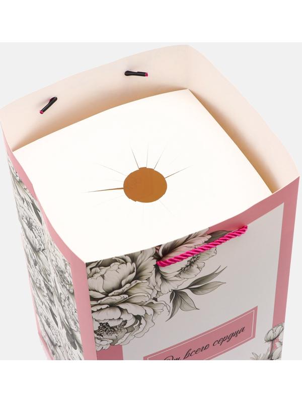 Коробка для цветов с вкладышем, «От всего сердца», с ручками, 20×20×35 см