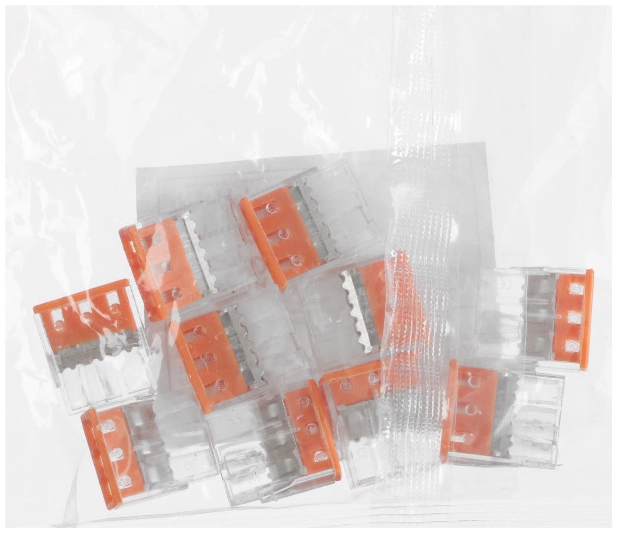 Клемма строительно-монтажная, 2,5 мм2, K-002, 413 3-проводная, набор 10 шт