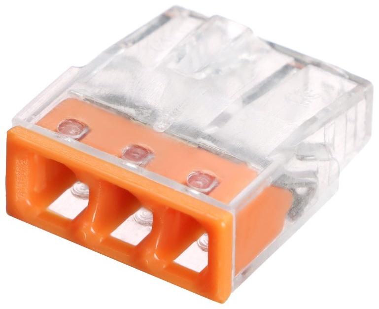 Клемма строительно-монтажная, 2,5 мм2, K-002, 413 3-проводная, набор 10 шт