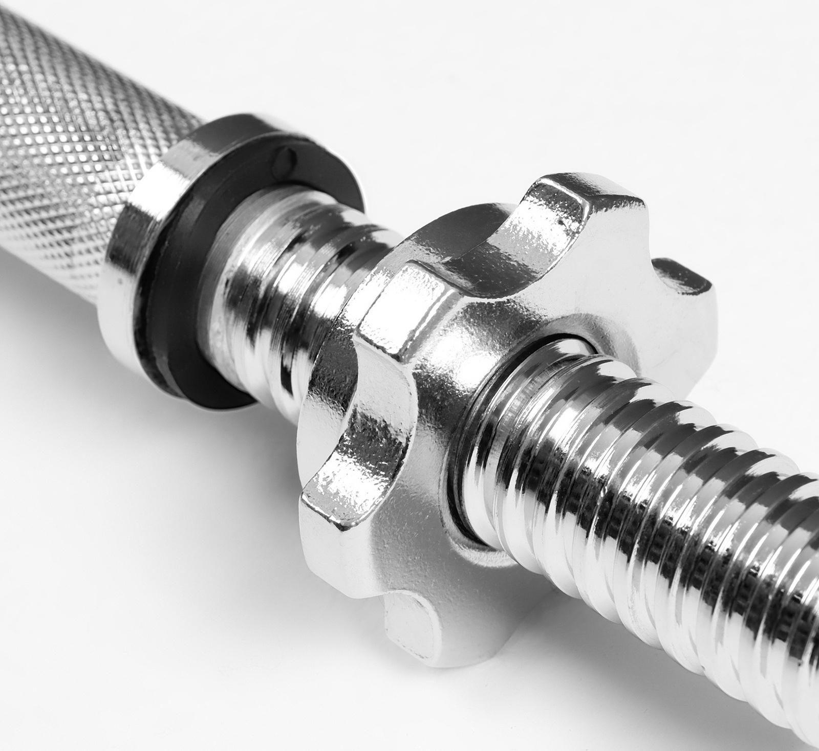 Гриф гантельный, металлический, хромированный, d=28 мм, 30 см