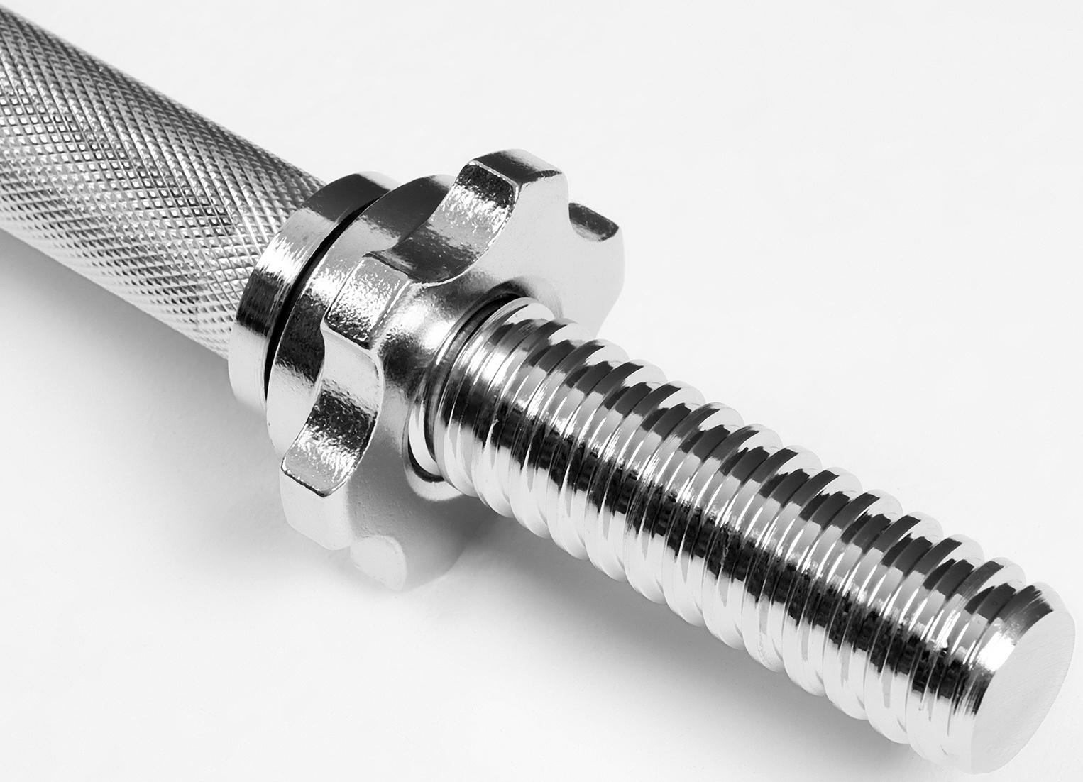 Гриф гантельный, металлический, хромированный, d=28 мм, 30 см