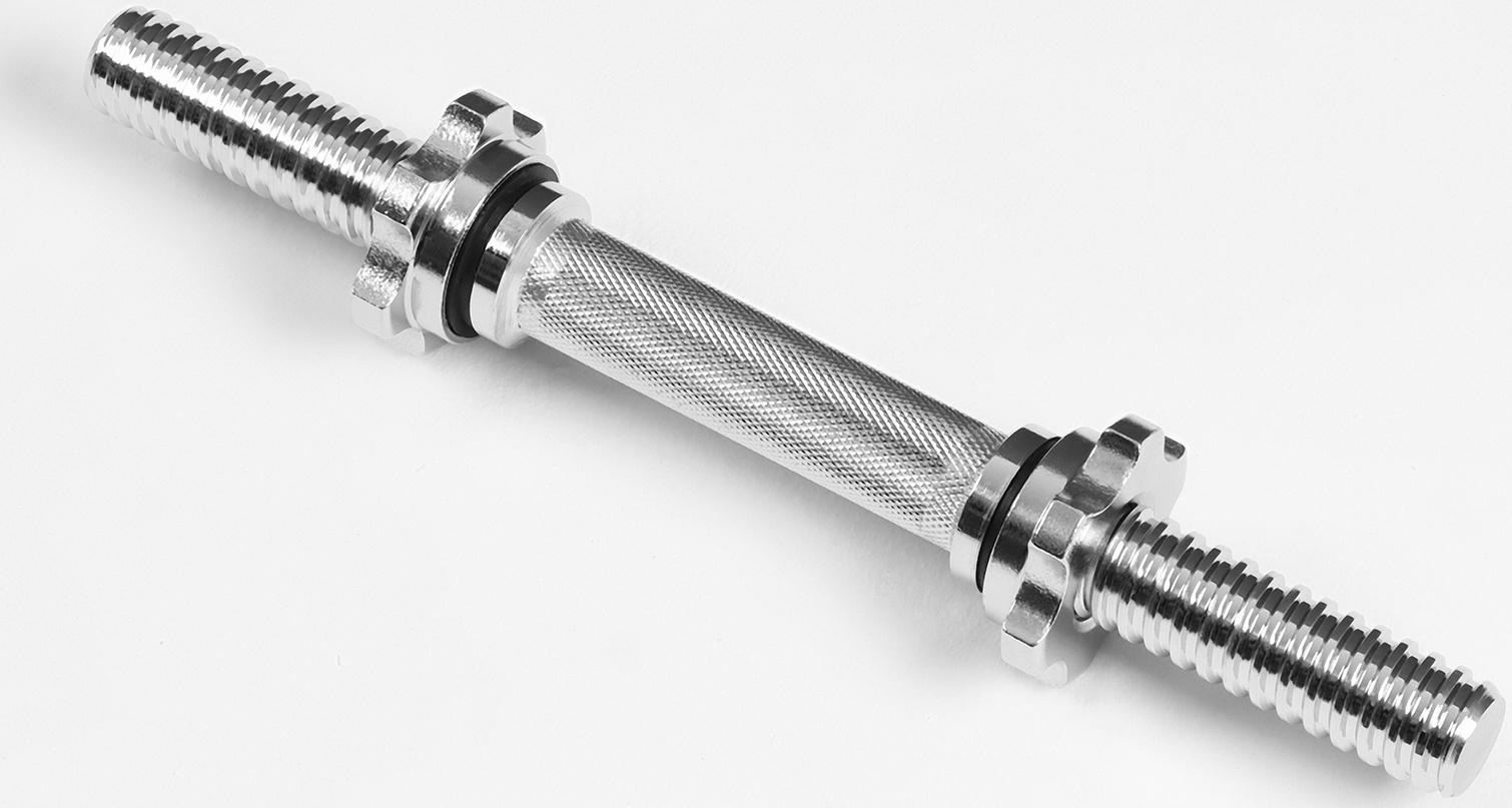 Гриф гантельный, металлический, хромированный, d=28 мм, 30 см