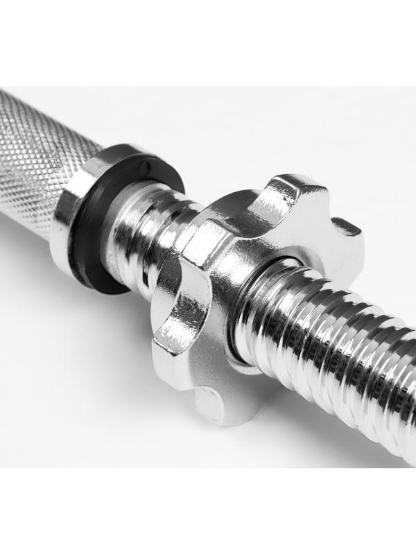 Гриф гантельный, металлический, хромированный, d=28 мм, 30 см