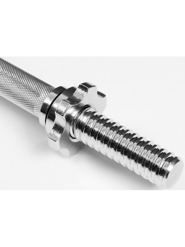 Гриф гантельный, металлический, хромированный, d=28 мм, 30 см