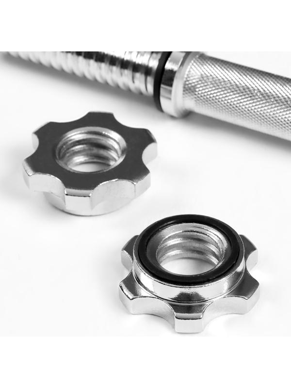 Гриф гантельный, металлический, хромированный, d=28 мм, 35 см