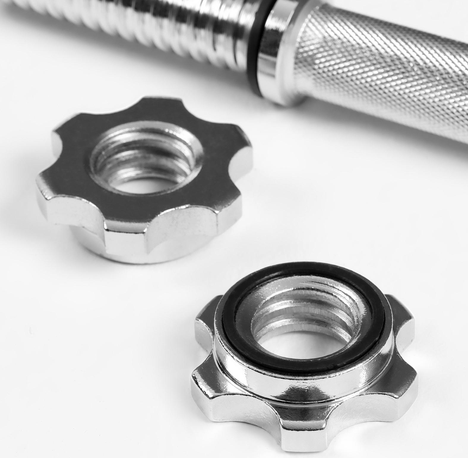 Гриф гантельный, металлический, хромированный, d=28 мм, 40 см