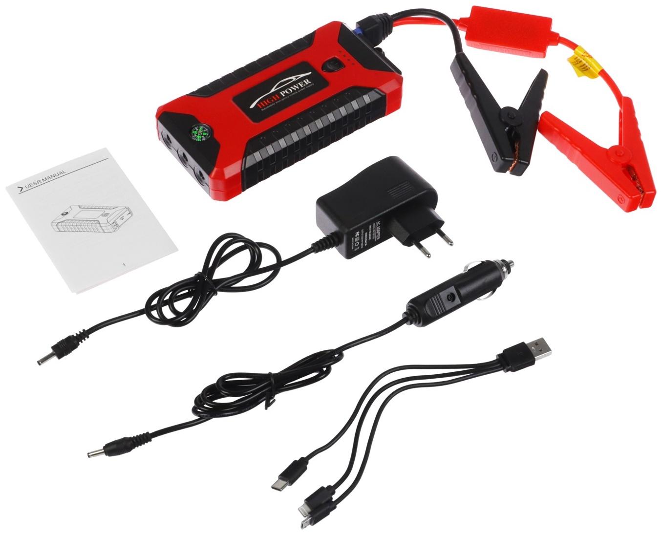 Пуско-зарядное устройство 6000 мАч, 3 LED, 4USB, DC 12V