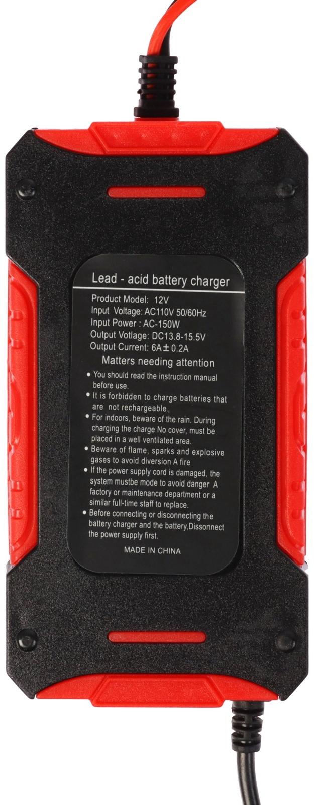Зарядное устройство АКБ 12 В, 6 А, автомат, 220 В, 150 Вт, провода 60 см