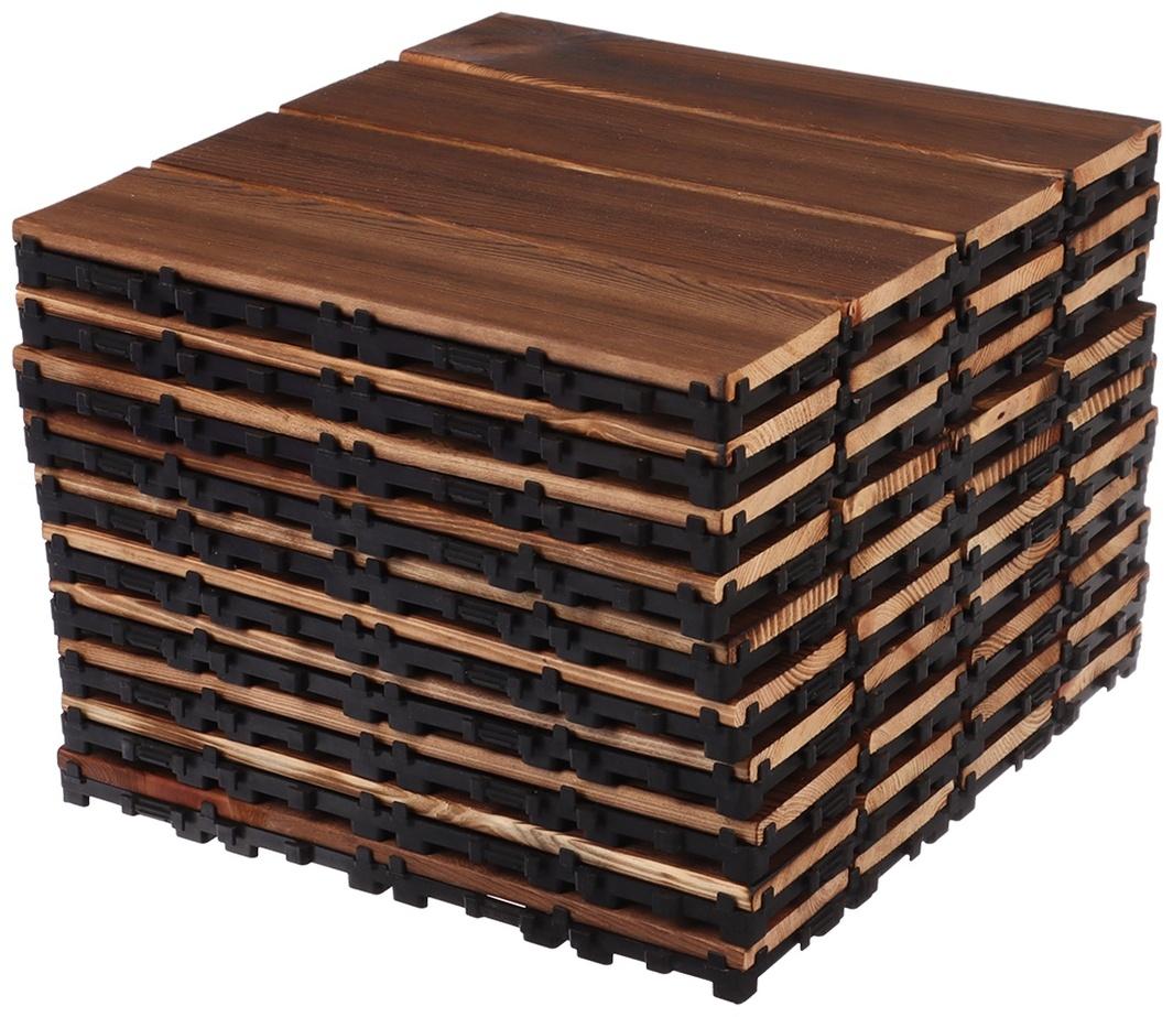 Плитка садовая, тротуарная, набор - 10 шт, дерево, 30 х 30 х 2.5 см