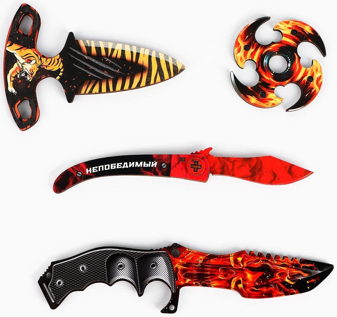 Деревянное оружие «Огненный» сюрикен, нож охотничий, нож тычковый, нож наваха