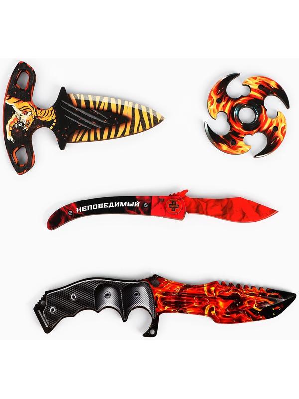 Деревянное оружие «Огненный» сюрикен, нож охотничий, нож тычковый, нож наваха