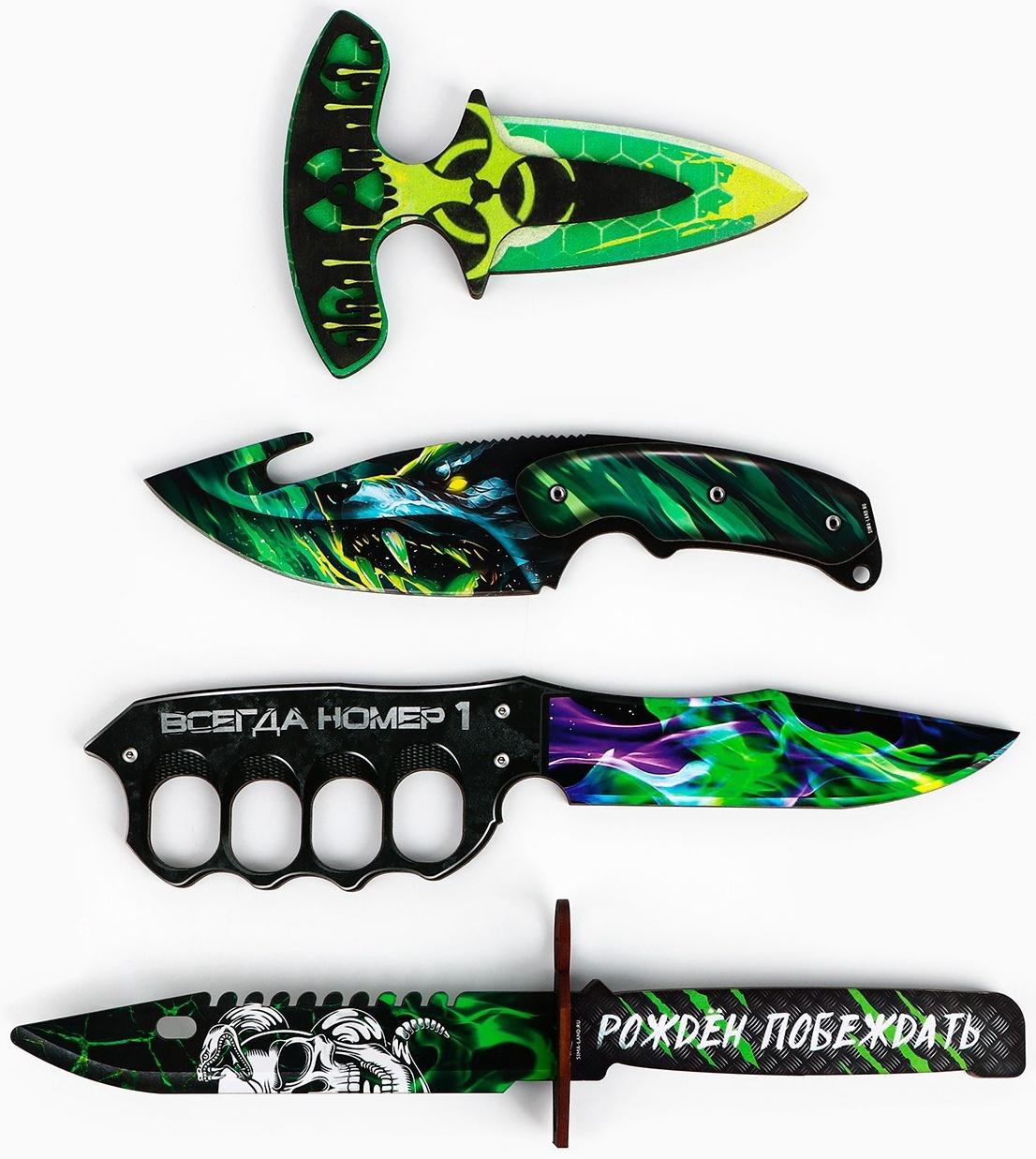 Деревянное оружие «Зеленый» нож кастет, нож-штык, нож тычковый, нож с крюком