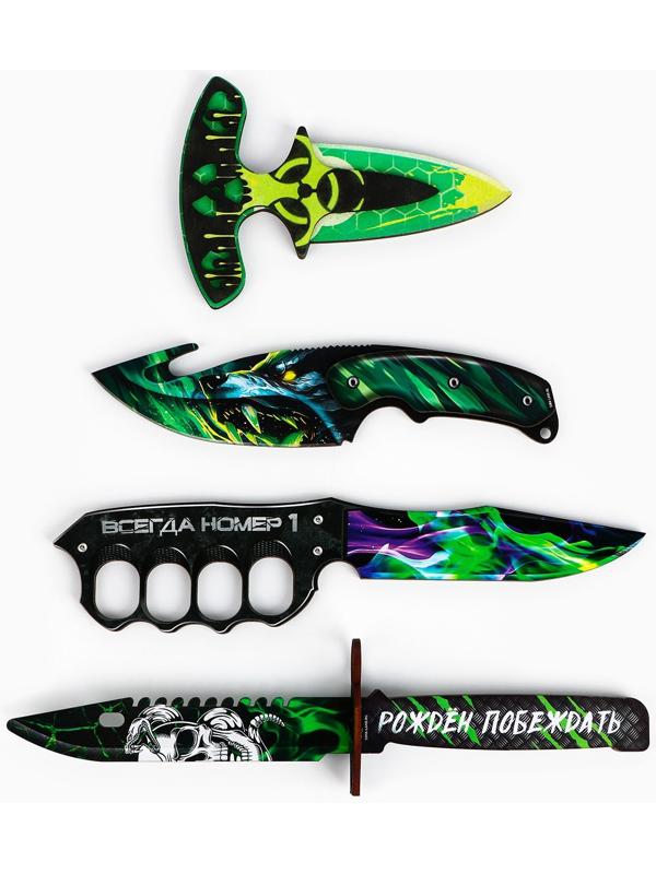 Деревянное оружие «Зеленый» нож кастет, нож-штык, нож тычковый, нож с крюком