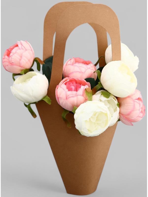 Переноска для цветов, крафт, без дна, 43×23 см