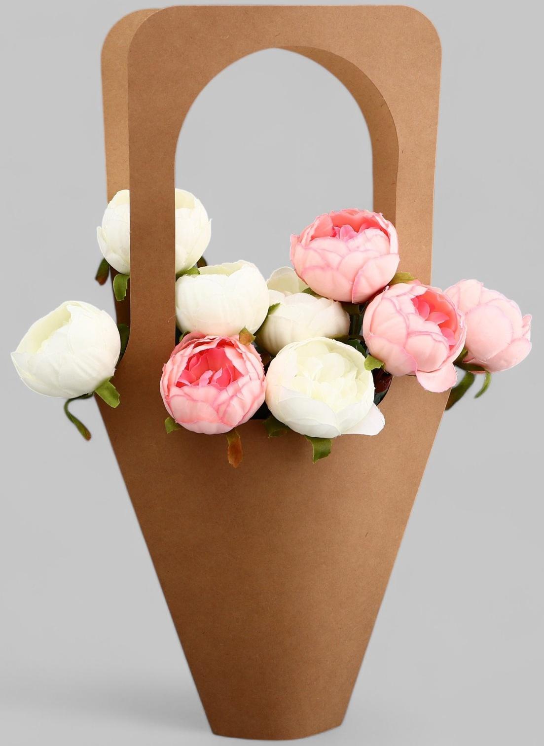 Переноска для цветов, крафт, без дна, 54×30 см