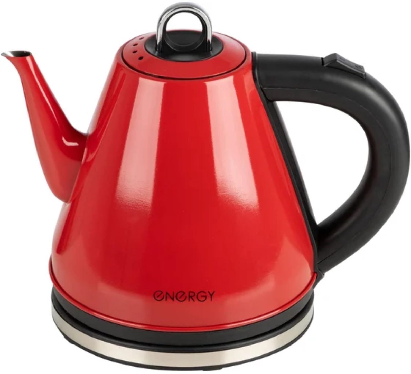 Чайник электрический, ENERGY E-263, металл, 1,2 л, 950 Вт, красный