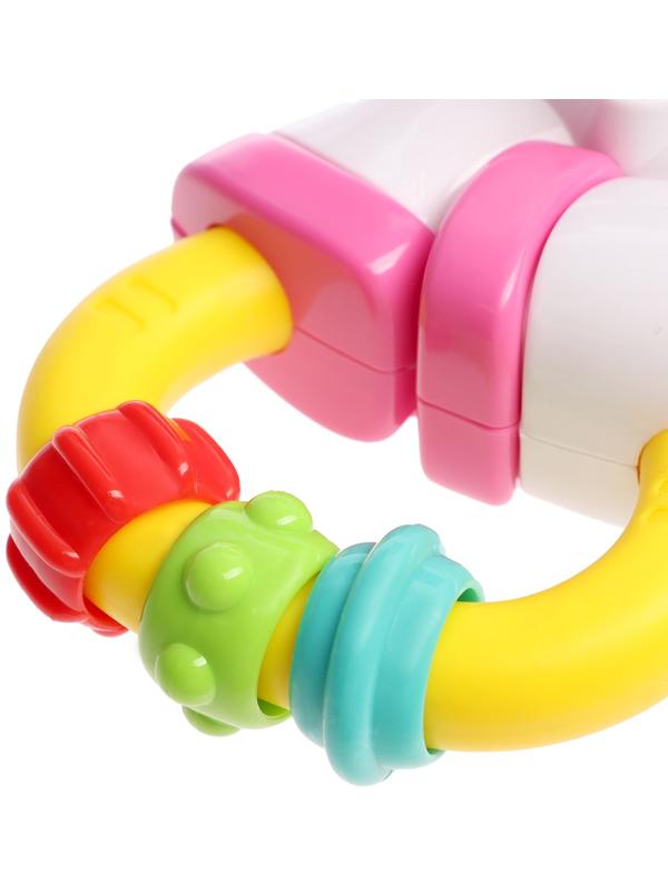 Музыкальная игрушка - подвеска «Любимый единорог», прорезыватель - погремушка, звук, свет, цвет розовый